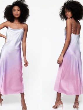 NWOT Cami NYC Shallon Silk Pink to Lavender Candy Ombre Slip Dress